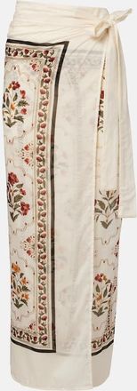 Agua Bendita Floral cotton and silk beach cover-up