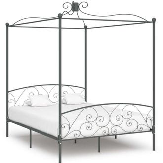 vidaXL Letto a Baldacchino Grigio in Metallo 180x200 cm - Vidaxl