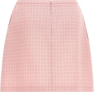 Versace Checked Wool Tweed Skirt - Pink