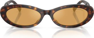 Tiffany & Co. 56mm Oval Sunglasses in Havana /Orange Mirror Silver at Nordstrom