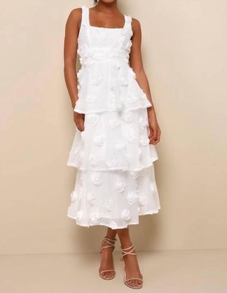 Lulus Sleeveless Square Neck With Floral Midi Dress In White
