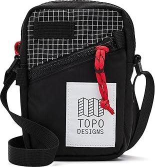 Topo Designs Mini Shoulder Bag Cross Body Handbags Black/Grid, Nylon