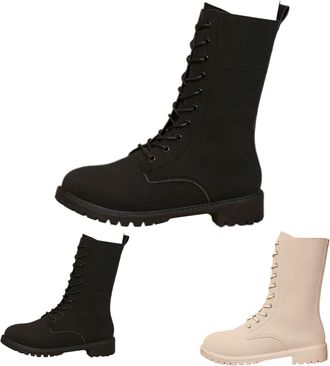 Generic Womens Lace Up Ankle Boots British Made Womens Walking Boots Anti-Slip Winter Boot Ladies Platform Booties Durable Combat Bootie For Training Outdoor 