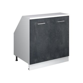 Vicco Armario De Cocina Para Techo Inclinado R-line, Hormig&oacute;n Negro, 80 Cm Con 2 Puertas, 60 Cm De Profundidad, Vicco