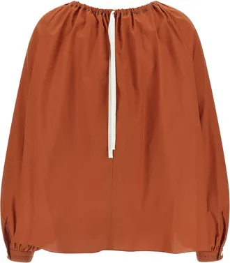 Marni Boat Neck Cotton Poplin Blouse - Bronze
