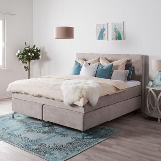 Maison Belfort home24 Maison Belfort Boxspringett Dogali 160x200 cm Velours Beige mit Topper