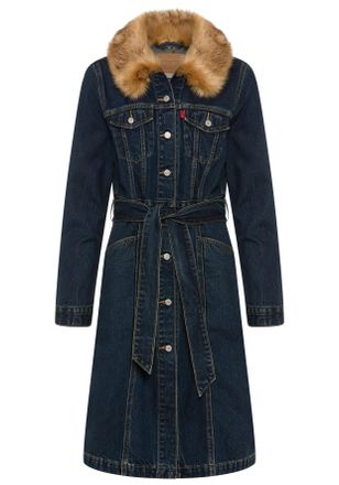 Levi's Langmantel LEVIS MOB WIFE TRUCKER, Damen, Gr. XS (34), bellissima, Denim/Jeans, Obermaterial: 100% Baumwolle, normal kniebedeckend, 1-Knopf-Manschette