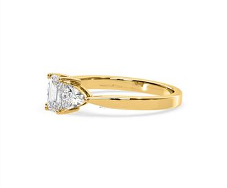 The Diamond Store Aurora Lab Diamond Emerald Cut and Trillion 1.00ct Ring in 18K Gold F/VS1