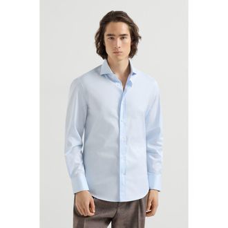 Brunello Cucinelli Twill shirt in Azure at Nordstrom, Size Xxx-Large Eu