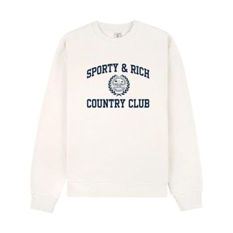 Sporty & Rich Varsity Crest Crewneck - Dames - Sweatshirts - Beige - L - Katoen - Hoodies & sweatvesten