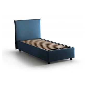 Talamo Italia Dmora - Cama Individual Dapuzz, Cama Contenedor Con Revestimiento De Tela, 100% Made In Italy, Apertura Frontal, Adecuado Para Colch&oacute;n Cm 80x190, Azul