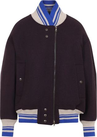 Dries Van Noten Valdi Bomberjack - Dames - Bomber jackets - Paars - XS - Wol - Jassen