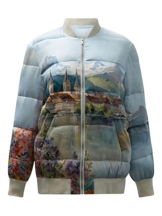 Sleep No More graphic-print padded jacket - Blue