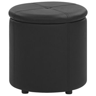 Beliani Puf Negro De Piel Sint&eacute;tica 40 X 38 Cm Con Almacenamiento Glamour Maryland