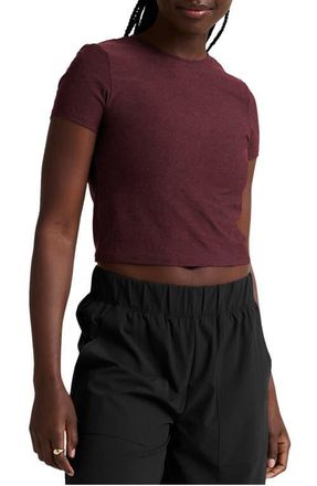 Beyond Yoga Featherweight Crop T-Shirt in Midnight Burgundy Heather at Nordstrom, Size X-Large