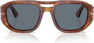 Persol Vincent 53mm Pilot Sunglasses in Terra Di Siena/light Blue at Nordstrom