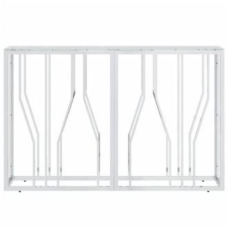 Berkfield Home Decorative Console Table 110x30x70 cm Stainless Steel & Glass in Silver | Size: 110 x 30 x 70 cm