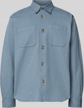 Selected Regular Fit Hemdjacke aus Bio-Baumwoll-Mix Modell TRAVIS in Rauchblau, Gr&ouml;&szlig;e XXL