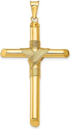 Diamond2Deal 14k Yellow Gold Polished Center Wrap Tube Cross Pendant
