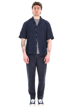 Officine G&eacute;n&eacute;rale Textured Cotton Short Sleeve Shirt