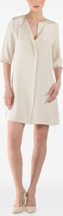 Peter Cohen notch-neck short-sleeve mini dress - women - Fabric - S - Neutrals