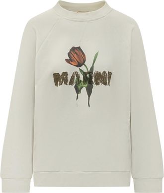 Marni Off White Graphic Crew Neck Sweater