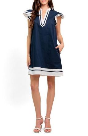 Flying Tomato Flutter Sleeve Cotton Minidress in Navy at Nordstrom Rack, Size Small