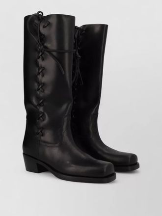 PARIS TEXAS leather lace-up block-heel boots