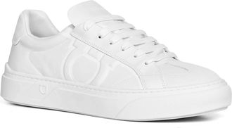 Ferragamo Mens White Leather Gancini Sneakers Calf (bos Taurus) Trainers