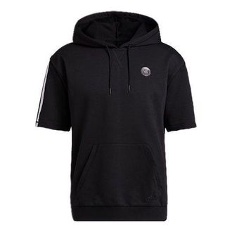 adidas Dm Ss Hoodle Casual Breathable Basketball hooded Sports Short Sleeve Black HB6757