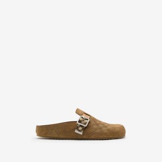 Burberry Check Suede Urchin Clogs, Size: 40
