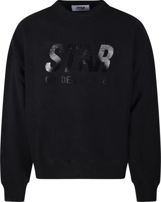 Golden Goose Sweatshirts, male, Black, Size: XL Logo Print Crewneck Sweatshirt