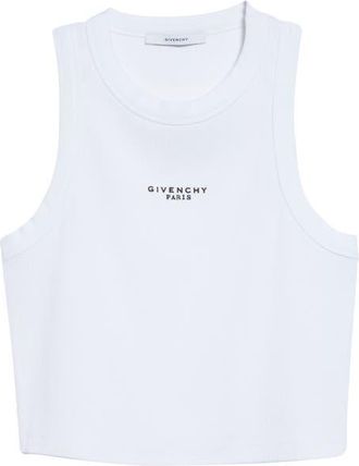 Givenchy Crop Racerback Tank in White at Nordstrom, Size X-Small