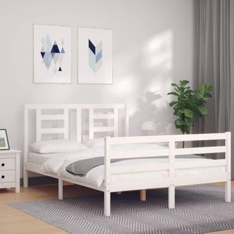 Berkfield Home Beautiful Bed Frame with Headboard White 120x200 cm Solid Wood