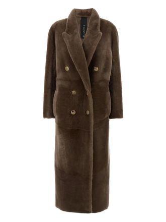 BLANCHA reversible button coat - women - Lamb Shearling - 42 - Brown