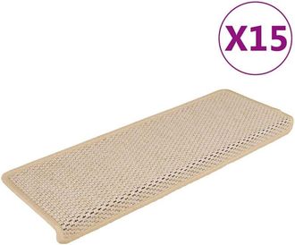 vidaXL Alfombrilla Autoadhesiva Escalera Sisal 15 Uds Crema 65x21x4 Cm Vidaxl