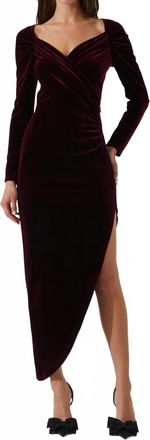 Astr Sirica Velvet Off Shoulder Midi Dress In Dark Wine