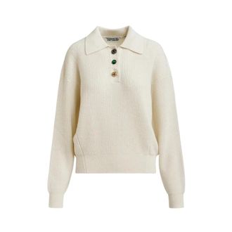 Essentiel Round-neck Knitwear, female, White, Size: M Imetal jewel button polo