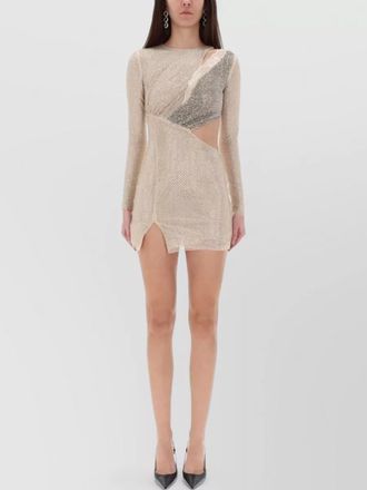 Self Portrait rhinestone mini dress asymmetric cut out design