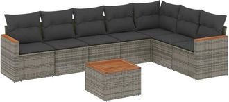 vidaXL Vidaxl - Set De Sof&aacute;s De Jard&iacute;n 8 Pzas Y Cojines Rat&aacute;n Sint&eacute;tico Gris