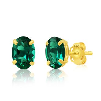 MAX + STONE 14k Yellow or White Gold 7x5mm Oval Stud Earrings with Push Backs