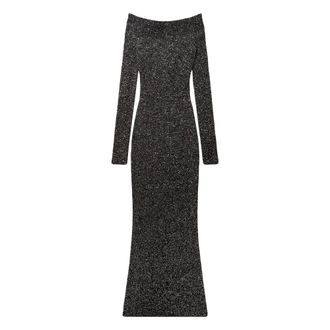 Stella McCartney Stella McCartney, Gowns, female, Black, Size: S Sequin Off-Shoulder Floor-Length Dress