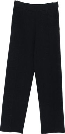 Max Mara High-Waisted Seamed Broeken - Dames - Straight fit broeken - Blauw - M - Leer - Broeken