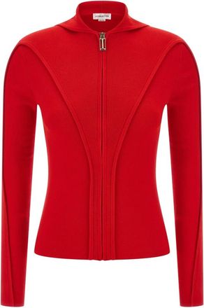 Victoria Beckham Wool Hooded Cardigan - Dames - Vesten - Rood - S - Wol - Truien & Vesten