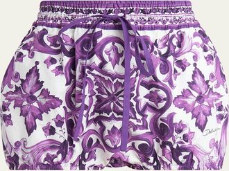 Dolce & Gabbana Maiolica Poplin Bubble Shorts