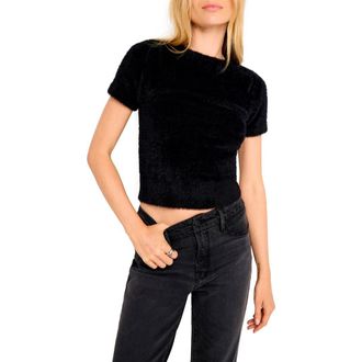 Good American Fuzzy Baby Tee in Black001 at Nordstrom Rack, Size X-Large