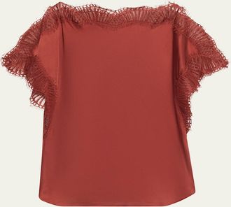 A.L.C. Luna Satin Lace-Trim Top