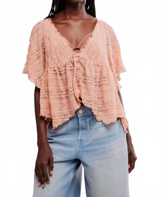 Free People In Your Dreams Lace Top In Coral Kiss