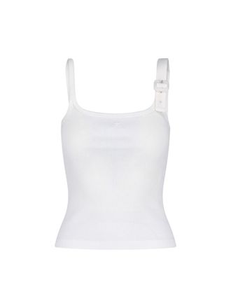 Courr&egrave;ges Fitted White Top With Classic Neckline