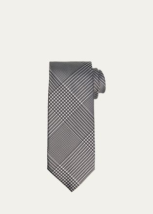 Tom Ford Mens Glen Plaid Linen Tie